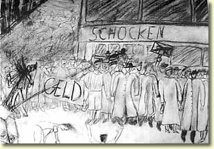 Kohlezeichnung, von einem Schüler gemalt, aus dem Buch