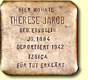 "Stolperstein" Therese Jakob