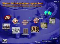 Startseite der Multimedia-CD "Wenn Mokkatassen sprechen. Mit Mausklick gegen Antisemitismus und Ausgrenzung"